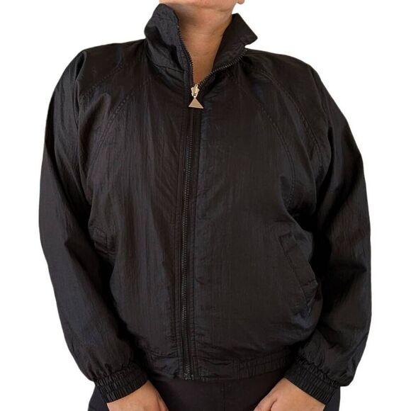 Vintage 80s Windbreaker Jacket Black Paisley  Reversible Bomber Coat Size S Tren - Picture 5 of 13